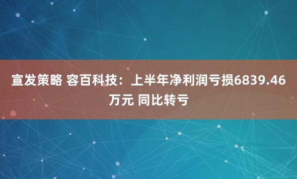 宣发策略 容百科技：上半年净利润亏损6839.46万元 同比转亏